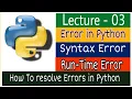 Errors in Python Programming Syntax Error and Run-Time Error in Python