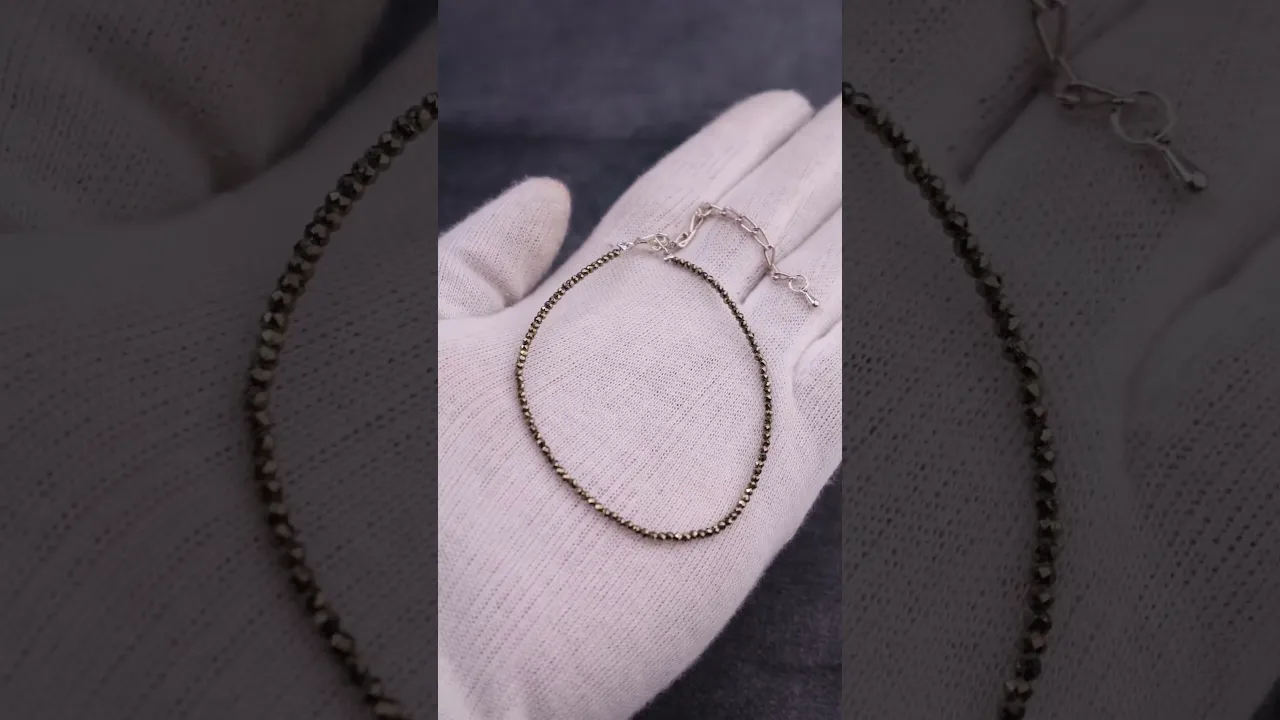 Natural Pyrite Diamond Cut Anklet for Wealth, Success & Protection