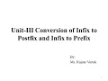 Unit III Conversion of Infix to Postfix and Infix