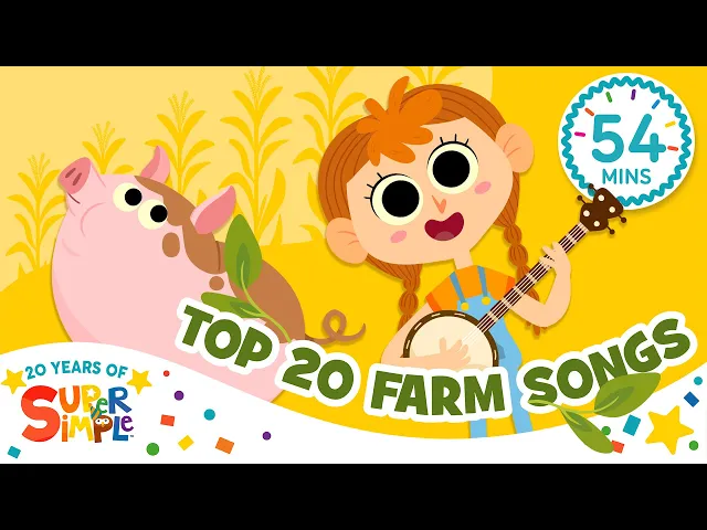 Video: Top 20 Farm Songs! | Moo! 🐮 Quack! 🦆 Neigh! 🐴 | Super Simple’s 20th anniversary | Super Simple Songs