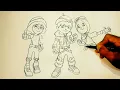 How to Draw Boboiboy FrostFire Yaya And Ying Drawing And Coloring