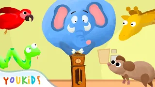 Hickory Dickory Dock | Giant Elephant vs Clock! 😱🐘  Kids Songs | YouKids