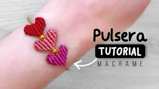 Pulsera de 3 CORAZONES en Macrame 💗 Regalo de San Valentín Paso a Paso