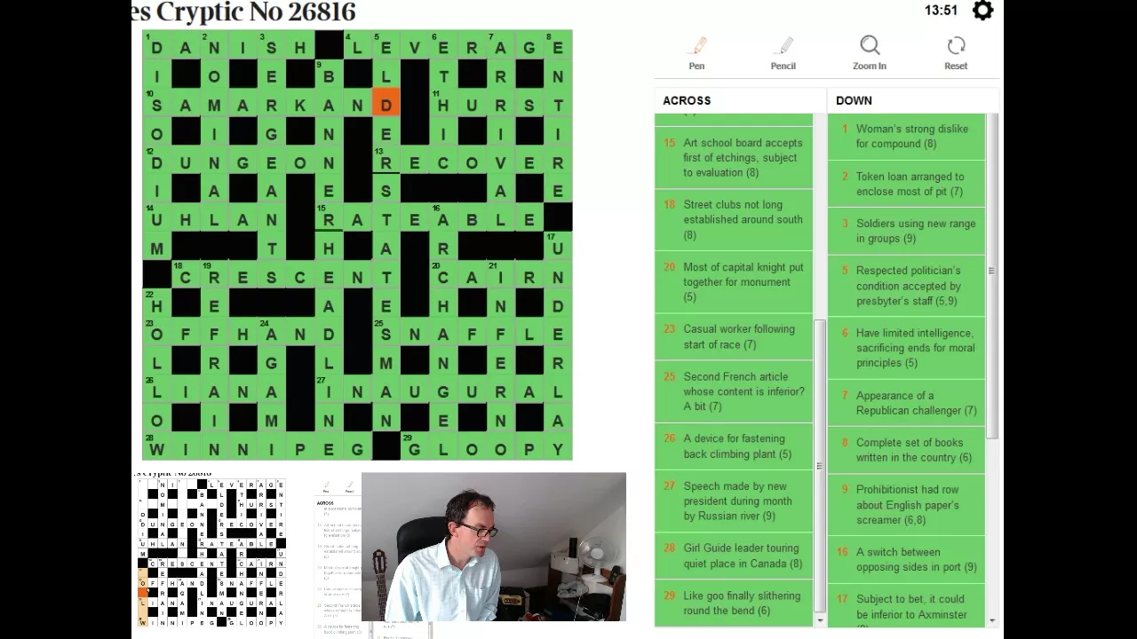 Solving The Times cryptic crossword on 29 August 2017
