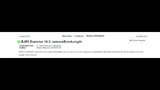 Exercise 10 3 removeEvenLength Java Tutorial Practice-It