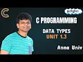 C Programming in Tamil - Unit 1 3 Data Types Explained Anna University Tech Syllabus