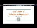 Java Lesson 2 Variables and Operators