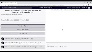 17 - Learn Basic JavaScript Divide One Decimal by Another with JavaScript