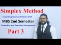 Simplex Method Part 3 Linear Programming Problem MBS 2nd Sem Production and Operation Management