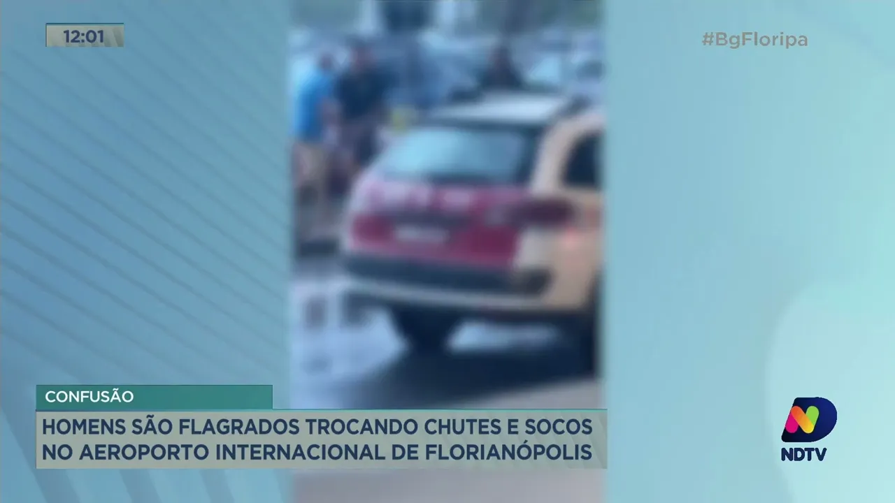 Homens são flagrados trocando chutes e socos no aeroporto internacional de Florianópolis