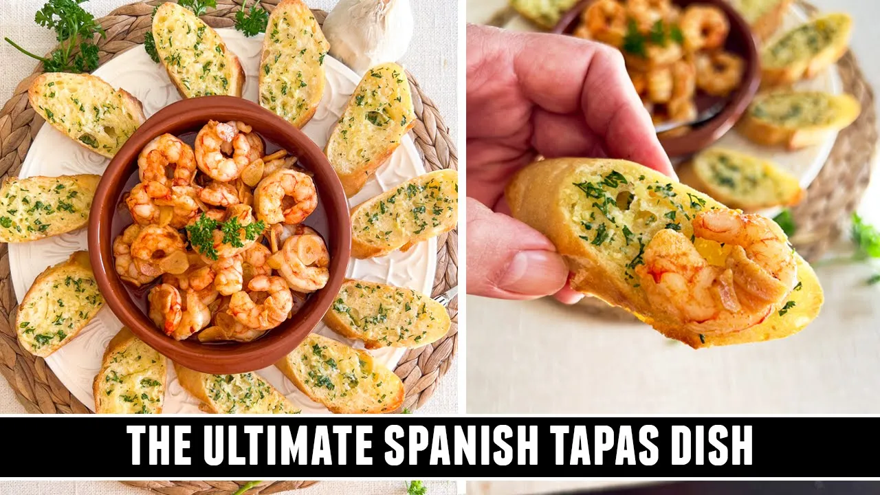 Spanish Garlic Shrimp + Garlic Toast = The PERFECT Tapas Night In