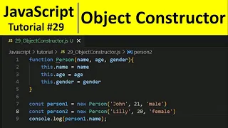 JavaScript Tutorial 29 - Object Constructor in JavaScript Programming For Beginners