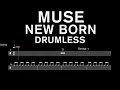 Muse - New Born - Drumless (with scrolling drum sheet)