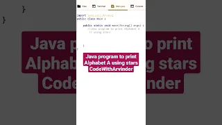 Java program to print Alphabet A using stars