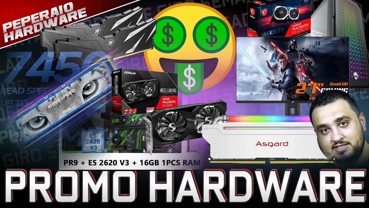 GIRO DE OFERTAS - Monitor 165Hz R$ 699, RX 6600 BARATEOU, Kit Xeon R$ 390, SSD Gen 4 R$ 300 e mais!