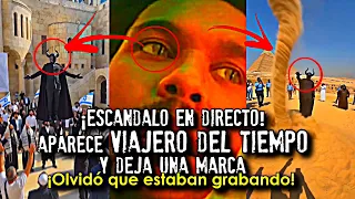 ¡Escándalo en directo! Aparece viajero del tiempo y olvidó que estaban grabando