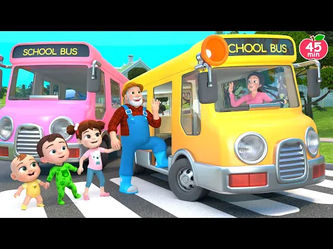 Download MP3 Wheels on the Bus | Pink, Blue and Yellow Buses | Lalafun Nursery Rhymes \u0026 Kids Songs