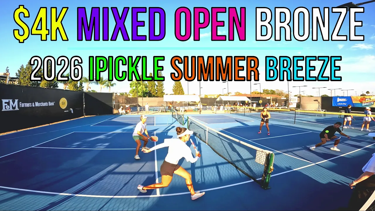 $4K Mixed Open Bronze Medal Palm (5.9)/Elpusan (5.4) vs Sah (5.6)/ Fossorier (4.9)🌴 iPickle Summer