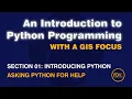0109 Introduction help from An Introduction to Python Programming with a GIS Focus
