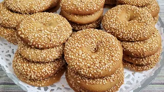 طريقة تحضير الكعك بالسمسم المقرمش Crunchy Sesame Cookies Recipe 