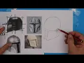 How to sketch the Mandalorian helmet in isometric view