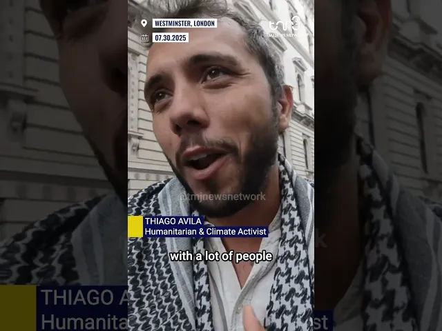 ⁣Thiago Ávila of the Freedom Flotilla Coalition calls out UK’s political/military support for Israel