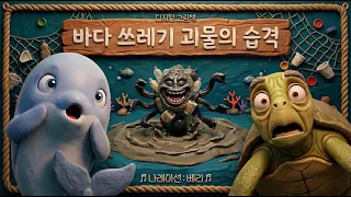 [그림 동화] 바다 쓰레기 괴물의 습격 | 무시무시한 비닐 촉수 괴물이 나타났어요! 🐙♻️