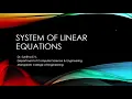 System of Linear Eq Computational Fundamentals of Machine Learning - Lecture2