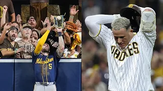 FULL INNING: Brewers' Garrett Mitchell SAVES GAME with insane grab as Padres try to rally