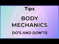Body Mechanics Do s and Don ts for back massage