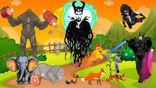 البطلة الصيادة الخارقة و الاسد سيمبا تحارب الساحرة السوداء المتحولة والوحش العملاق والافيال المخطوفة 