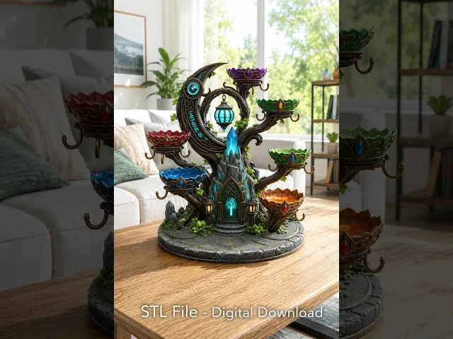 Mystic Moon Crystal Shrine STL File for 3D Print video thumbnail