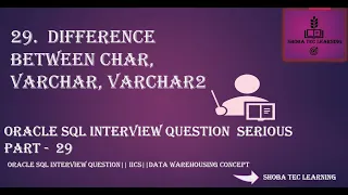 What is difference between Char Varchar Varchar2 - Oracle SQL Interview series part
