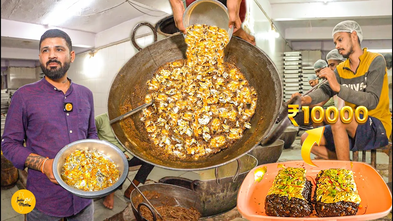 Rs. 9000/- Kilo Wali Expensive Pure 24k Gold Salam Pak Mithai Making In Surat l Gujarat Food Tour