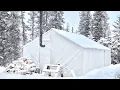 -30C WINTER CAMPING ALONE in a HOT TENT HEAVY SNOWFALL BLIZZARD