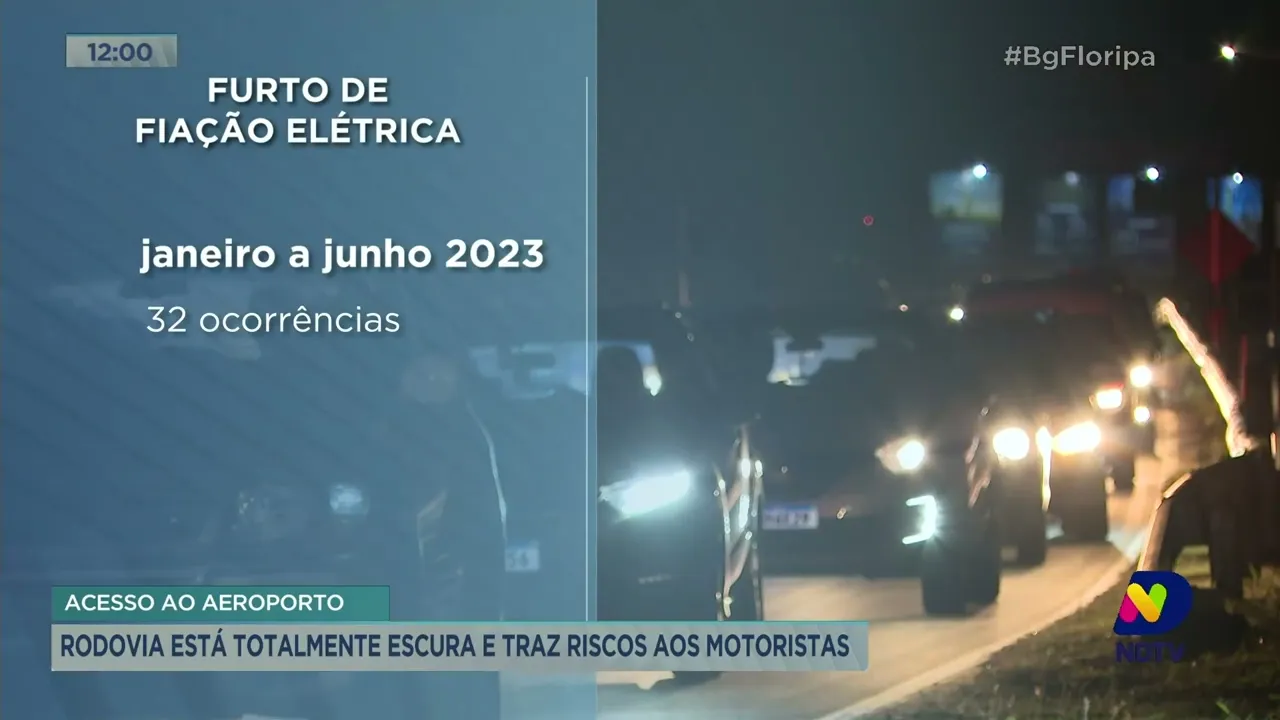 Furto de fios prejudica o trânsito do acesso ao aeroporto, em Florianópolis