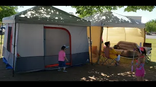 Ozark Trail 10x10 canopy GLAMPING picnic setup