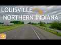 4K Drive Louisville KY to Northern Indiana via I-65 Rainy Scenic Highway Drive
