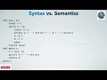 Lecture 9 Understanding Syntax vs Semantics in Programming Python Explained Algorithm Design