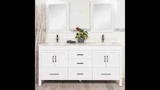 72 inch Double Sink Vanity with Quartz Countertop Mirrors and Faucets
