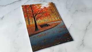 Autumn painting idea easy acrylic painting for beginners