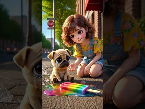 The Girl Who Healed This Puppy’s Heart With a Rainbow Popsicle 🌈🐶❤️ #cartoon #cute  #pets#shorts