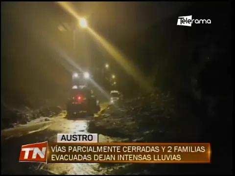 Vías parcialmente cerradas y 2 familias evacuadas dejan intensas lluvias