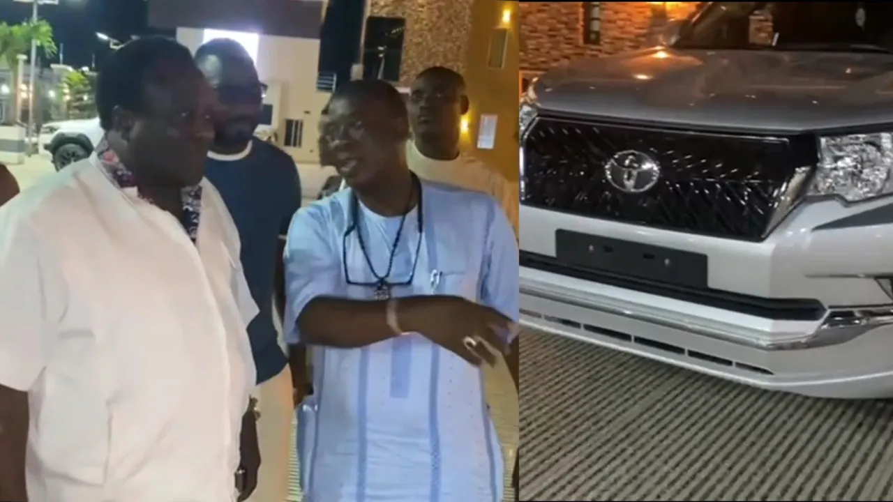 OLORI OMO OBA AKILE IJEBU, K1 BLESSES SAHEED OSUPA'S NEW JEEP GIFTED HIM BY GOV. SEYI MAKINDE