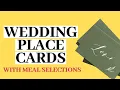Wedding Place Cards with Meal Selections