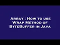 Array How to use Wrap Method of ByteBuffer in Java