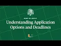 How to Apply Admission Options and Deadlines