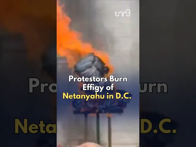 Activists in Washington D.C. burned an effigy of war criminal Benjamin #Netanyahu