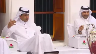 ناصر الخليفي رئيس نادي باريس سان جيرمان بطل اوروبا في ضيافة قناة الكأس برنامج المجلس دندنها