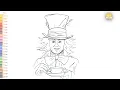 The Mad Hatter drawing easy How to draw the Mad Hatter drawing step by step
